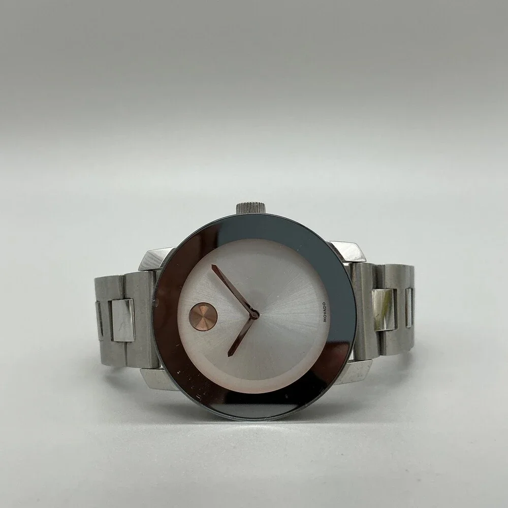 Movado Bold Womens Watch 36mm Stainless Rose Gold Dot 3600084 New Battery 7